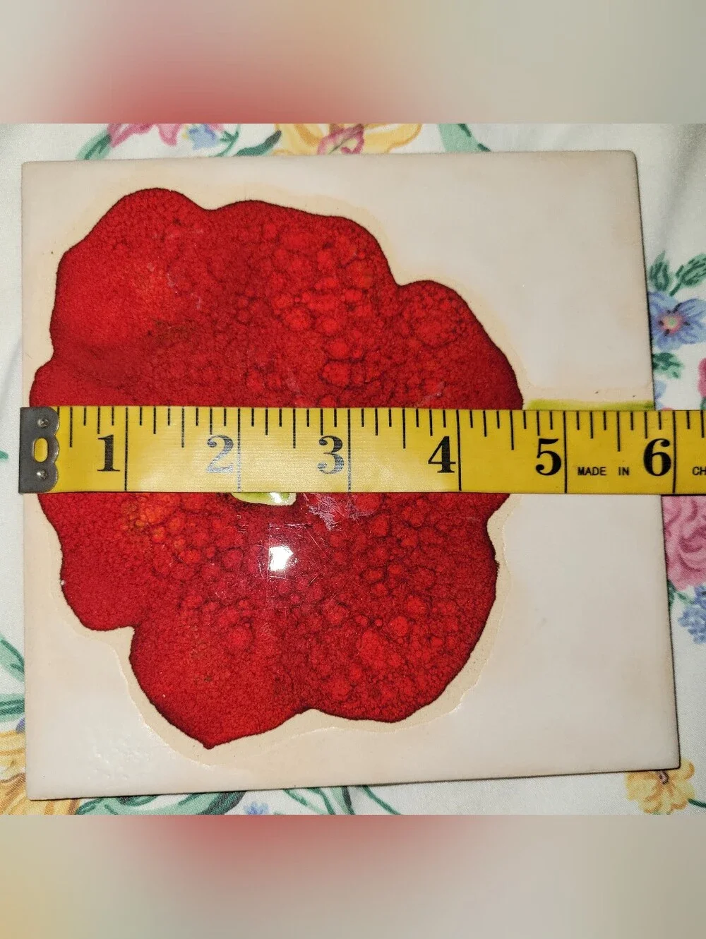 2 Hand Painted Red Poppy Trivets Signed From Portugal New